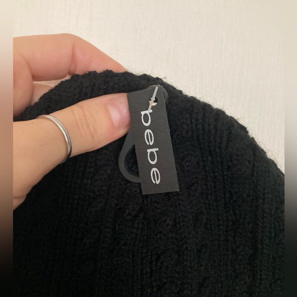 Nice 🩷 New With Tags!! Bebe Beanie Hat! Black! Rhinestones Bling - Picture 4 of 8